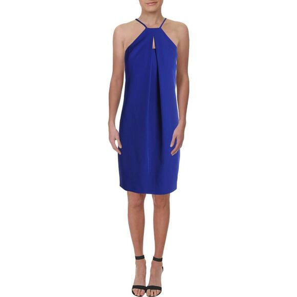 TRINA TURK Womens Blue Sleeveless Keyhole Above The Knee Sheath Dress Size: 2